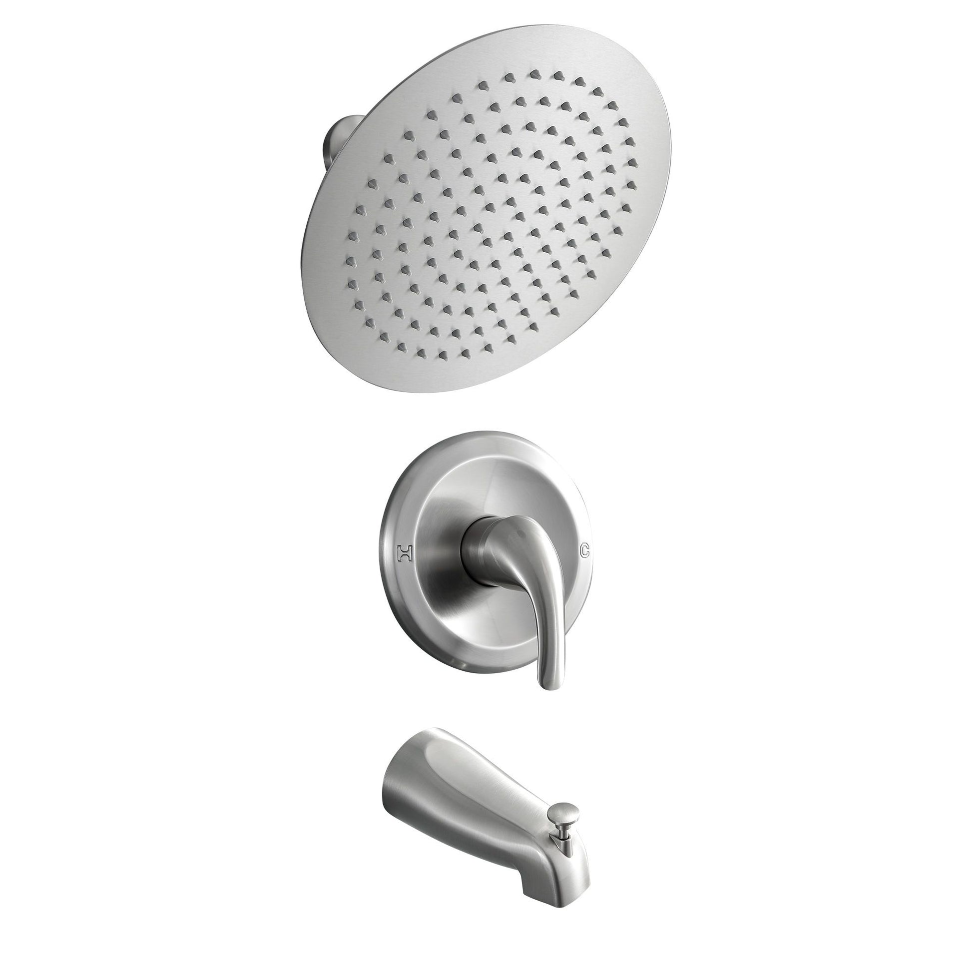 10 inch Wall Mount Concealed Round High Pressure Rainfall Shower Head with Brass Shower Arm and Shower Faucet Set image 1