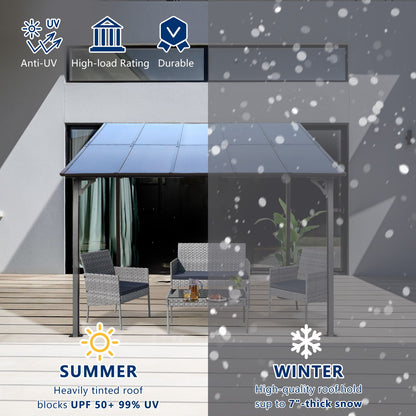 10' x 10' Outdoor Pergola Gazebo,Wall-Mounted Lean to Metal Awning Gazebo with Roof,Large Heavy Duty for Patio,Decks,Bac image 2