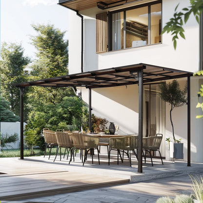 10' x 12' Outdoor Pergola Gazebo,Wall-Mounted Lean to Metal Awning Gazebo with Roof,Large Heavy Duty for Patio,Decks,Bac image 1