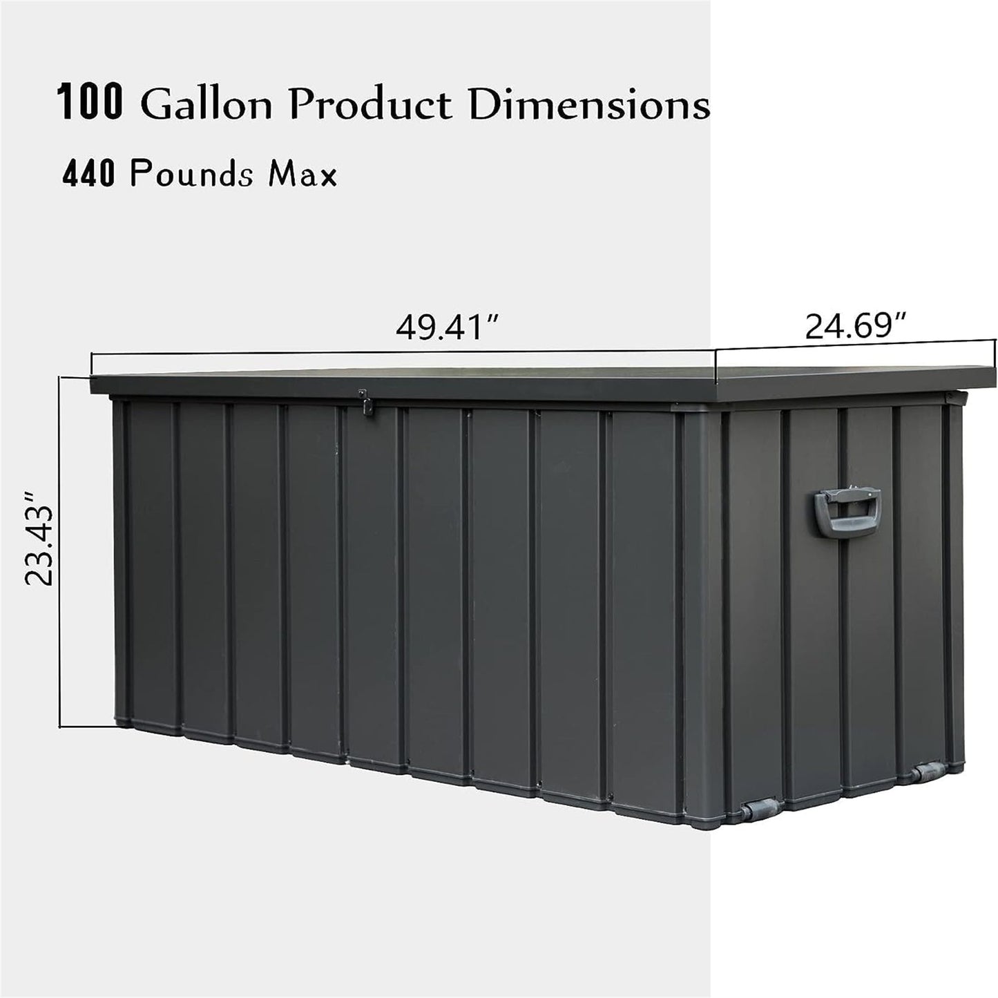 100 Gallon Outdoor Storage Deck Box Waterproof, Large Patio Storage Bin for Outside Cushions, Throw Pillows, Garden Tool image 6