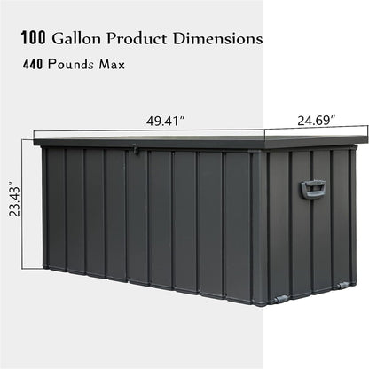 100 Gallon Outdoor Storage Deck Box Waterproof, Large Patio Storage Bin for Outside Cushions, Throw Pillows, Garden Tool image 6