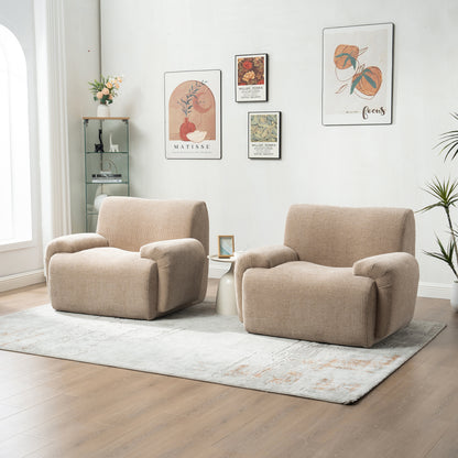 42" Wide Modern Upholstered Chenille Vertical Stripes Accent Chair, Boneless Single Sofa Chair, Armchair Comfy Reading Lounge Chair with Deep Seats for Living Room Bedroom Apartment, Dorms, Taupe image 7