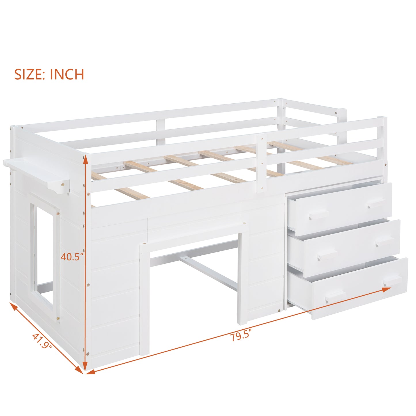 Twin Size Loft Bed with Cabinet and Shelf - White (OLD SKU:LP001501AAK) image 3