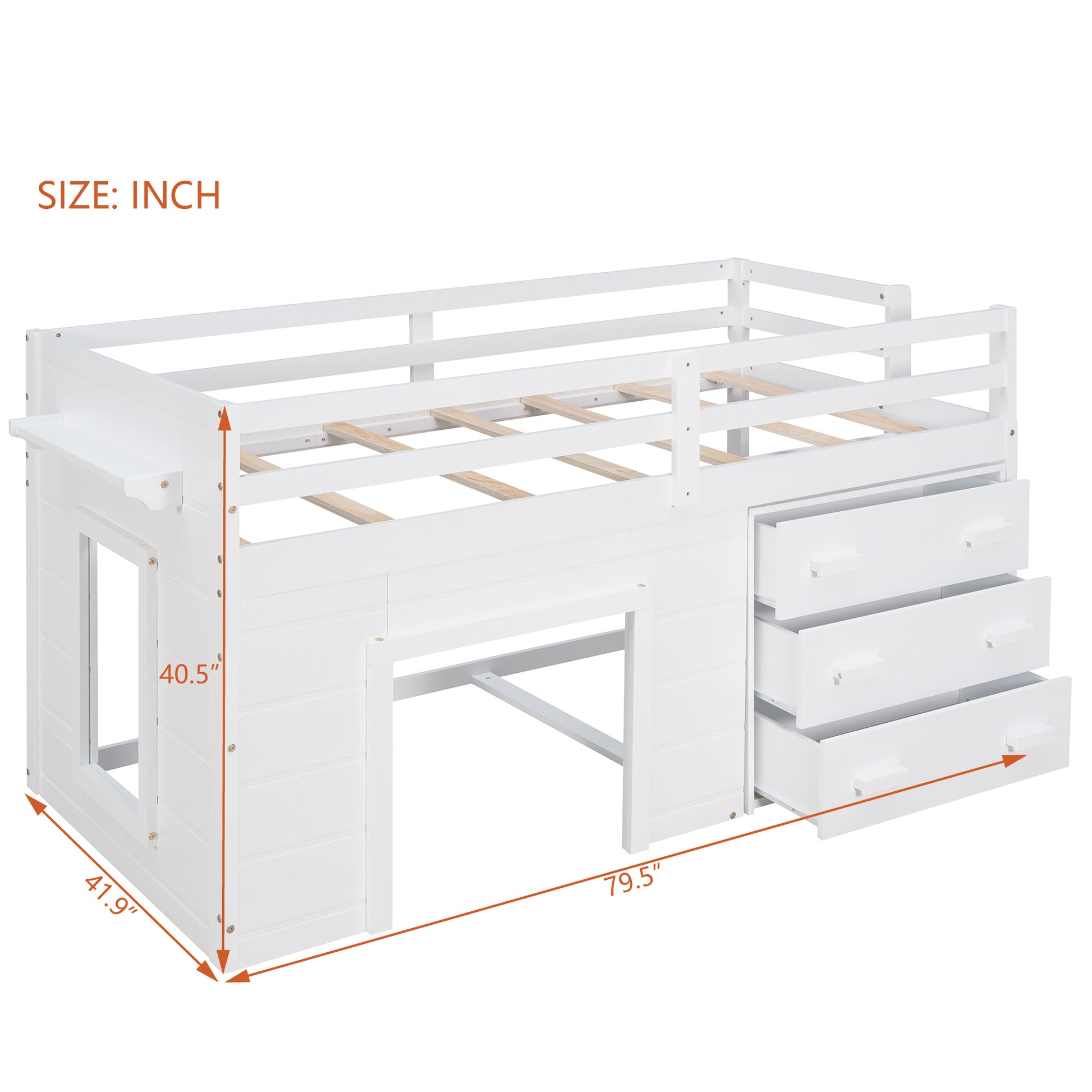 Twin Size Loft Bed with Cabinet and Shelf - White (OLD SKU:LP001501AAK) image 3