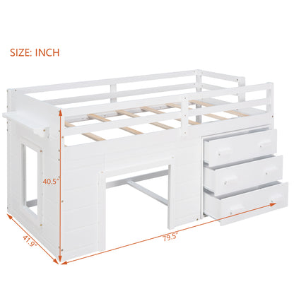 Twin Size Loft Bed with Cabinet and Shelf - White (OLD SKU:LP001501AAK) image 3