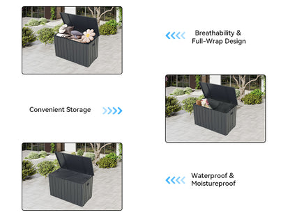 Outdoor Storage Box, 200 Gallon Metal Deck Box Built-in a Oxford Fabric Storage Bag, Lockable & Waterproof Outside Patio Storage Box - Gray image 12