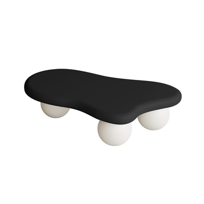 40 Inch Cloud Shaped Coffee Table with 3 Ball Legs for Living Room, Black Top White Legs image 7