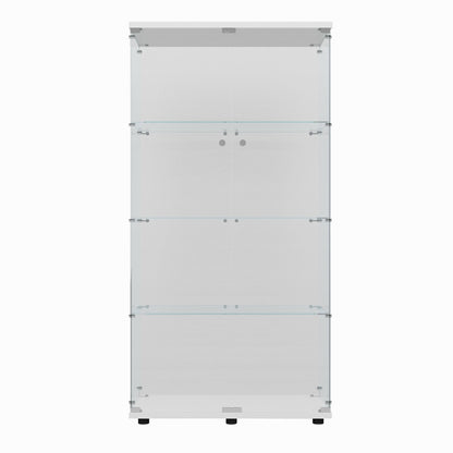 Tempered glass display cabinet white with wine bottles