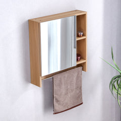 Wall Mounted Bathroom Mirror Cabinet with Shelves & Towel Rack