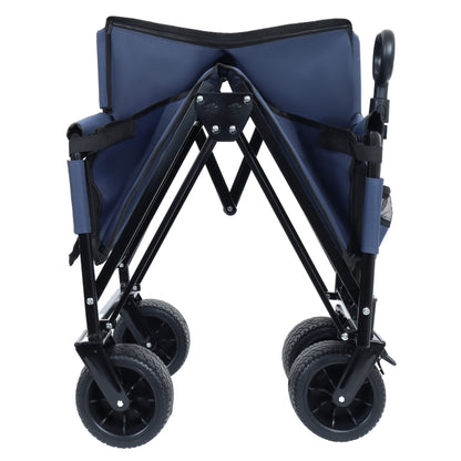 3-in-1 Folding Wagon Cart with Bench Seat & Storage, patent protection- Includes 1 ice pack, 500lbs Heavy-Duty, 180L Capacity All-Terrain Wheels for Camping, Beach, Sports, Garden, dark blue image 3
