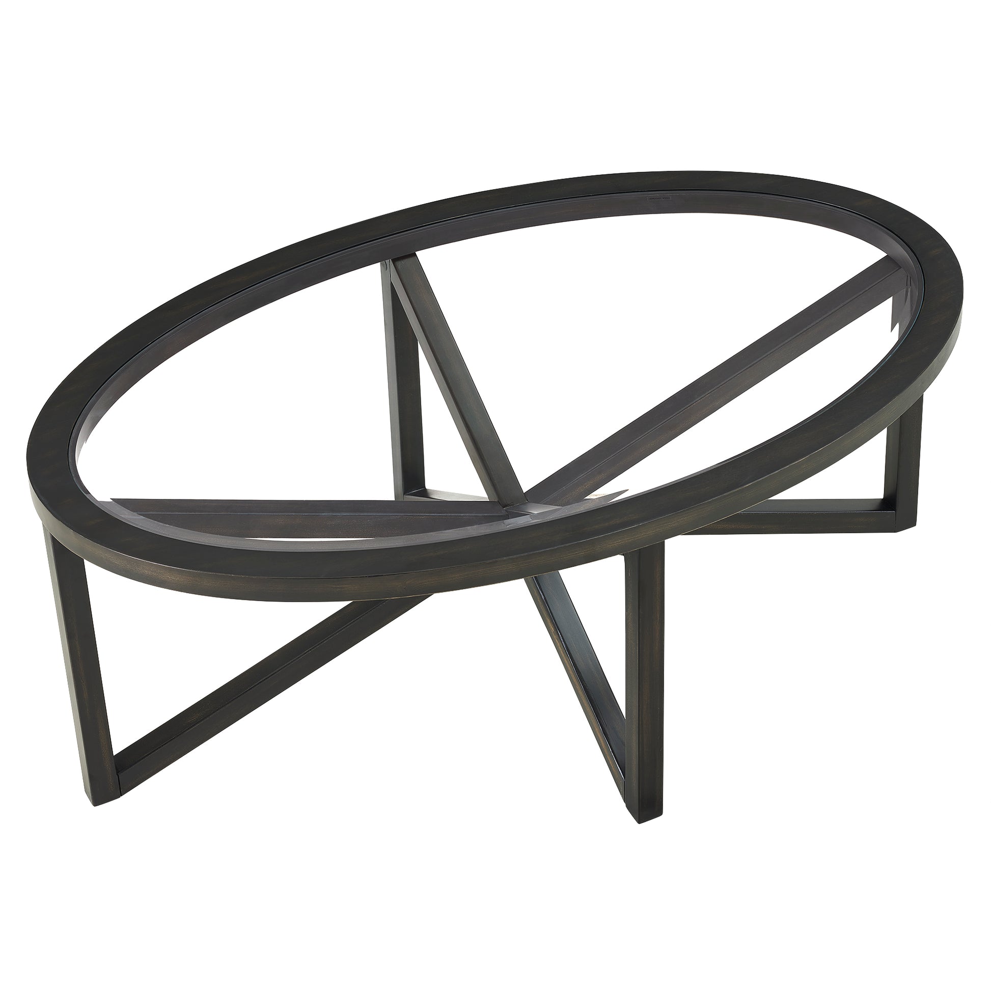 Modern simple glass coffee table, tempered glass coffee table solid wood base round transparent glass top modern living room terrace study coffee table image 10