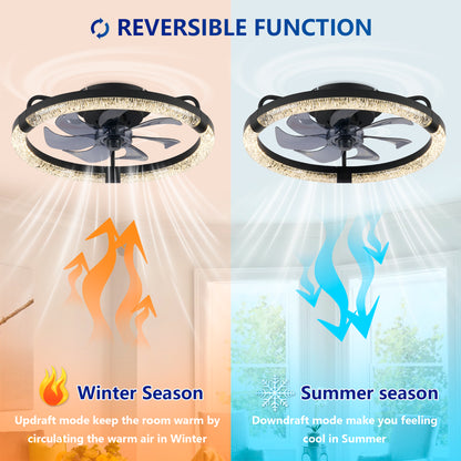 20" Ceiling Fans with Kit,LED Light Source and Remote Control, 3000-6500K Dimmable Modern Flush Mount LED Fan Light, 6 Speeds, Quiet DC Motor For Living room, Bedroom,Kitchen----Matte Black image 11