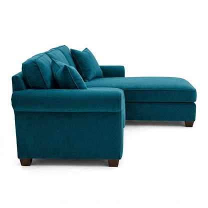 Irlanda Sectional – Made in USA, Custom Fabric Options, L-Shaped Sectional Wholesale Sectional Furniture - Velvet Antique Peacock - Velvet image 4
