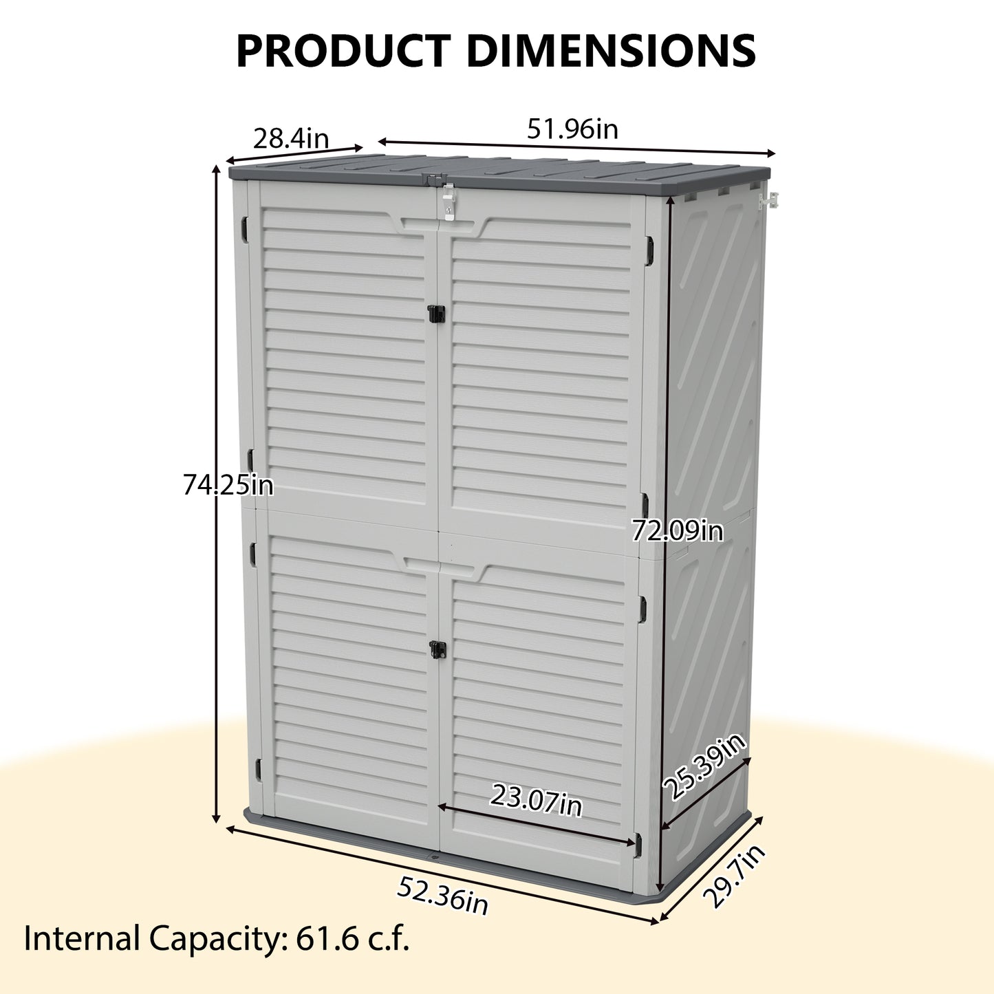 Rust Proof Resin Garden Equipment Storage - Weatherproof, Spacious, UV Resistant Material, Non-Partitioned image 2