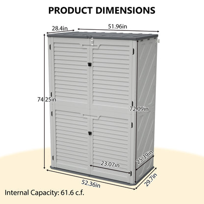 Rust Proof Resin Garden Equipment Storage - Weatherproof, Spacious, UV Resistant Material, Non-Partitioned image 2