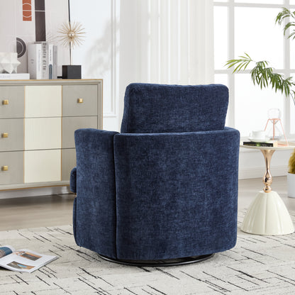 Vanity Chair,Swivel Accent Chair, 360 Degree Round Swivel Barrel Chair, Upholstered Comfy Swivel Chairs for Living Room,Accent Chairs for Bedroom, Reading Room,Powder Room,(Velvet, Blue) image 9