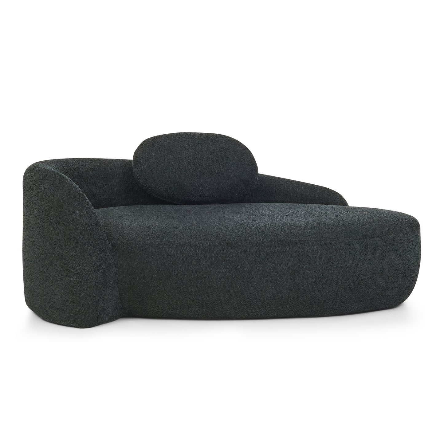 Modern Oval Single Lazy Sofa Chair with Integrated Backrest, Side Armrest and Pillow, Compact Space-Saving Lounge Chair for Living Room Bedroom-Black image 9
