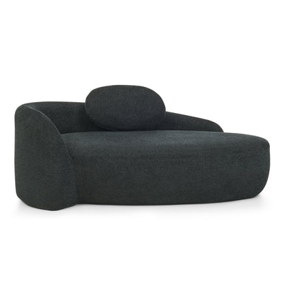 Modern Oval Single Lazy Sofa Chair with Integrated Backrest, Side Armrest and Pillow, Compact Space-Saving Lounge Chair for Living Room Bedroom-Black image 9