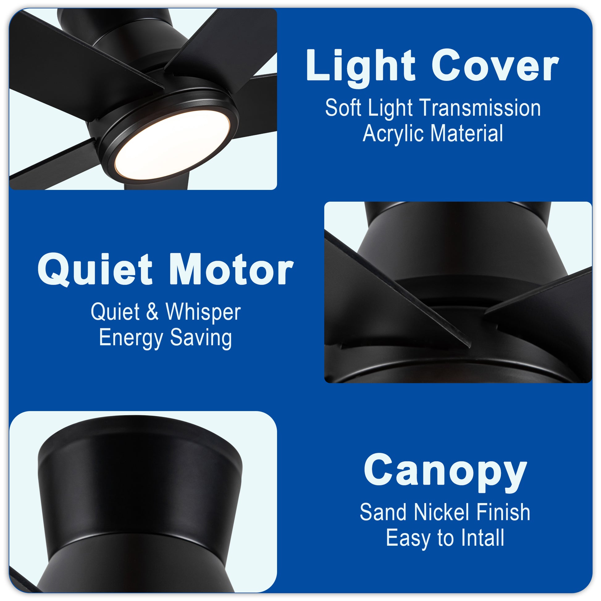 52" Black Lowe Profile Ceiling Fan with Light image 8