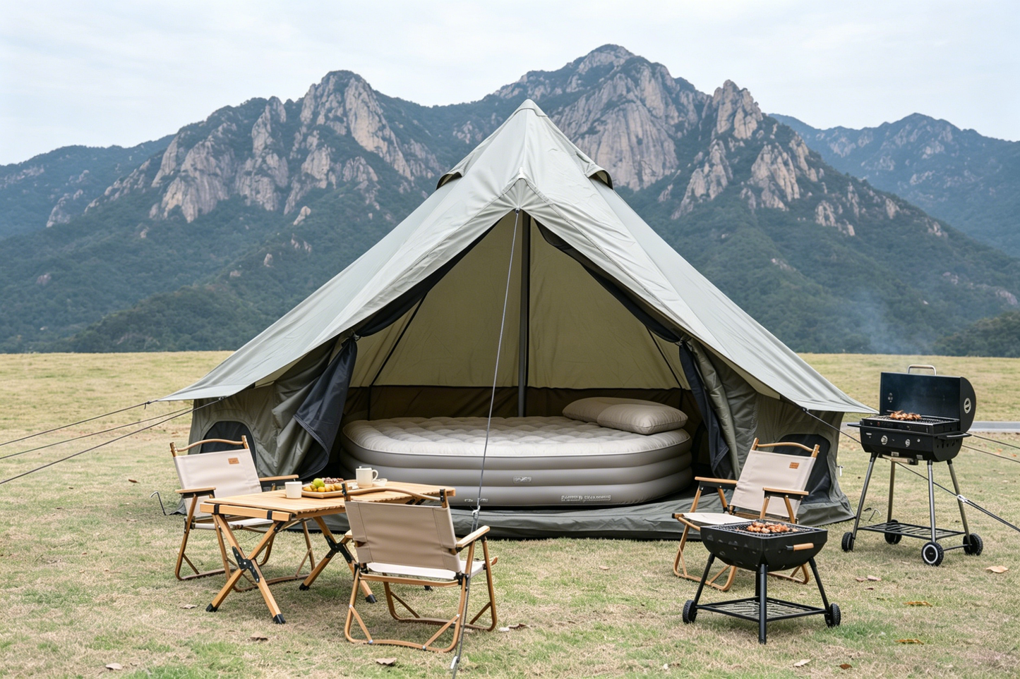 Oxford Bell Tent for Family Camping - Spacious 13.1ft Yurt with Stove Jack, Large Glamping Tents for 4-8 People, 4 Season Oxford Hot Tent Shelter Green image 9