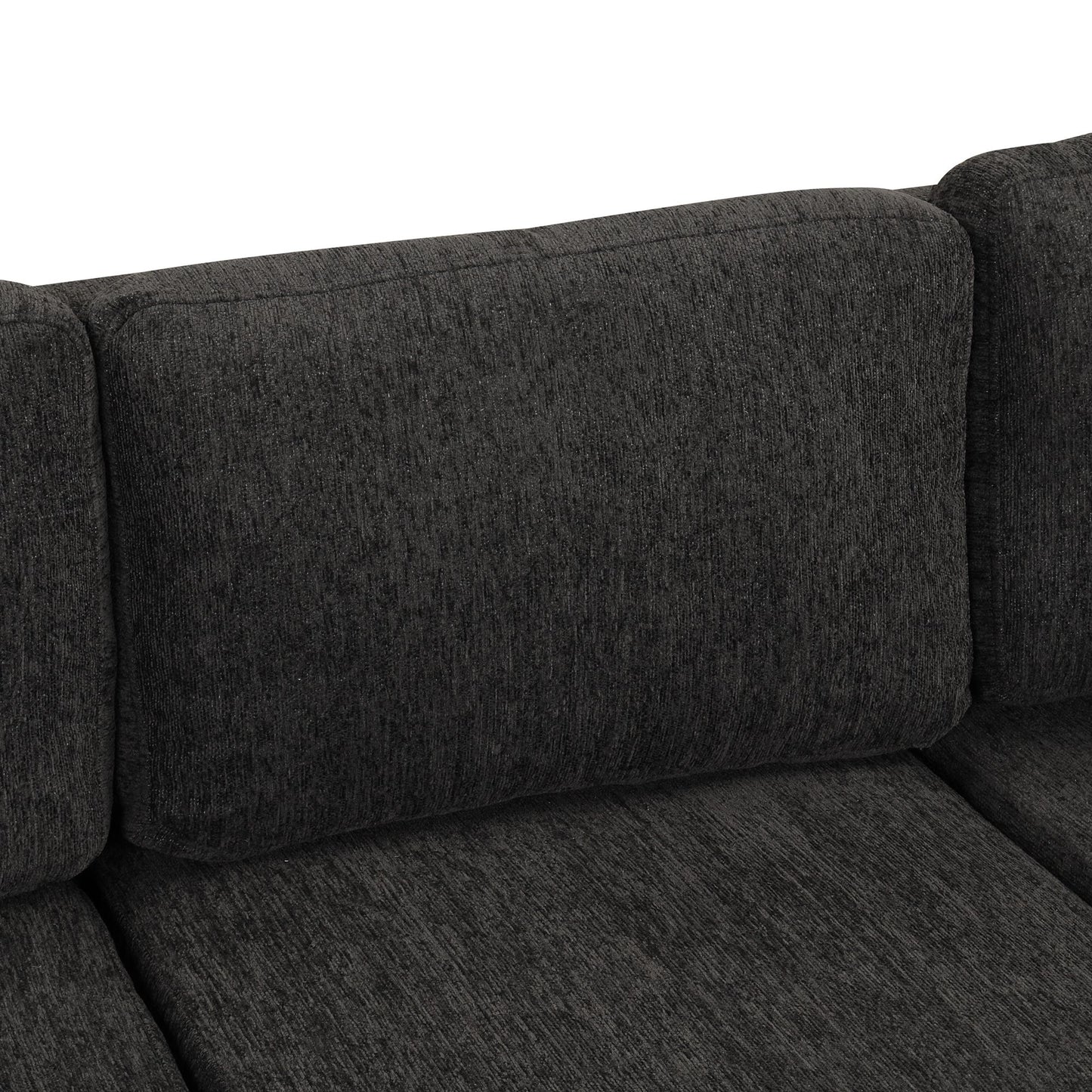108.6" U-shaped Sectional Sofa Pull out Sofa Bed with Two USB Ports, Two Power Sockets, Three Back Pillows and a Storage image 1