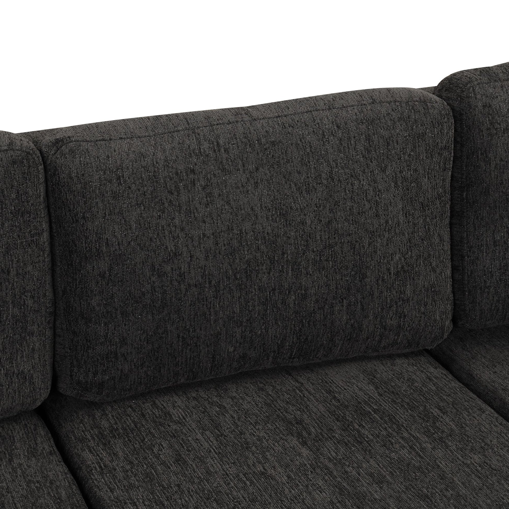 108.6" U-shaped Sectional Sofa Pull out Sofa Bed with Two USB Ports, Two Power Sockets, Three Back Pillows and a Storage image 1