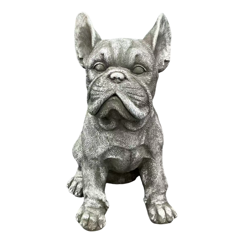 16'' Outdoor Weatherproof French Bulldog Statue, Rustic Stone Finish Resin Dog Sculpture, Decorative Ornament for Garden, Yard, Patio, Lawn & Backyard Landscaping image 9