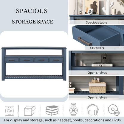 U_STYLE 61.5''Large Entryway Table with 4 Drawers,Painted Console Table with 3-Tier Open Shelves and Metal Handles,Versatile Hallway Sofa Table for Living Room, Bedroom, Foyer and Kitchen image 3