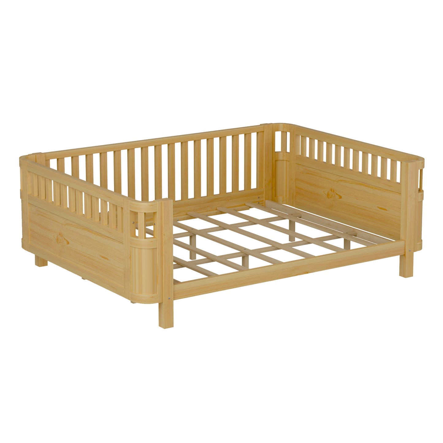 Queen Size Wood Platform Bed, Wood Low Profile Queen Bed with Rails for Girls and Boys,Natural(Expect Arrival Date 2026/3/30) image 12