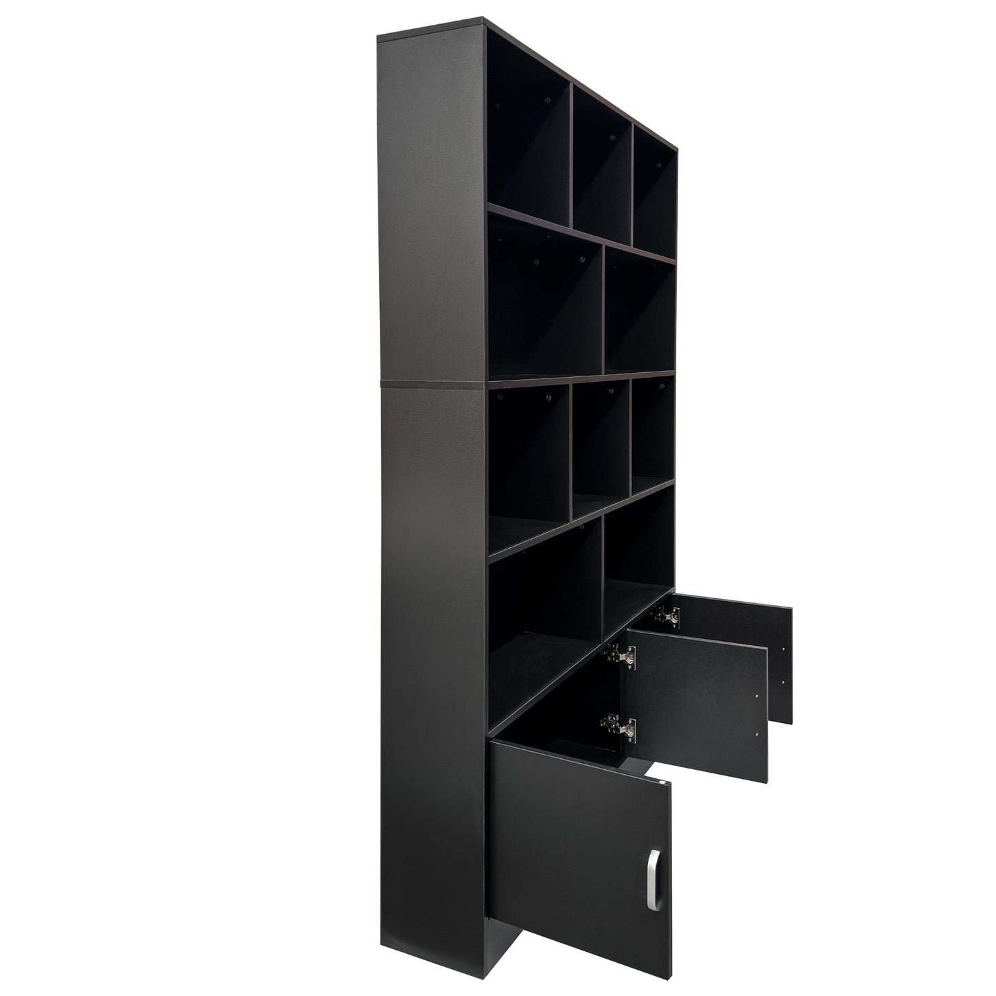 70.87" Tall Bookshelf with 10 Cubes and 3 Doors, 4-Tier Bookshelf, Open Shelf Bookcase with Cabinet, Modern Cube Storage Organizer for Living Room, and Office image 6