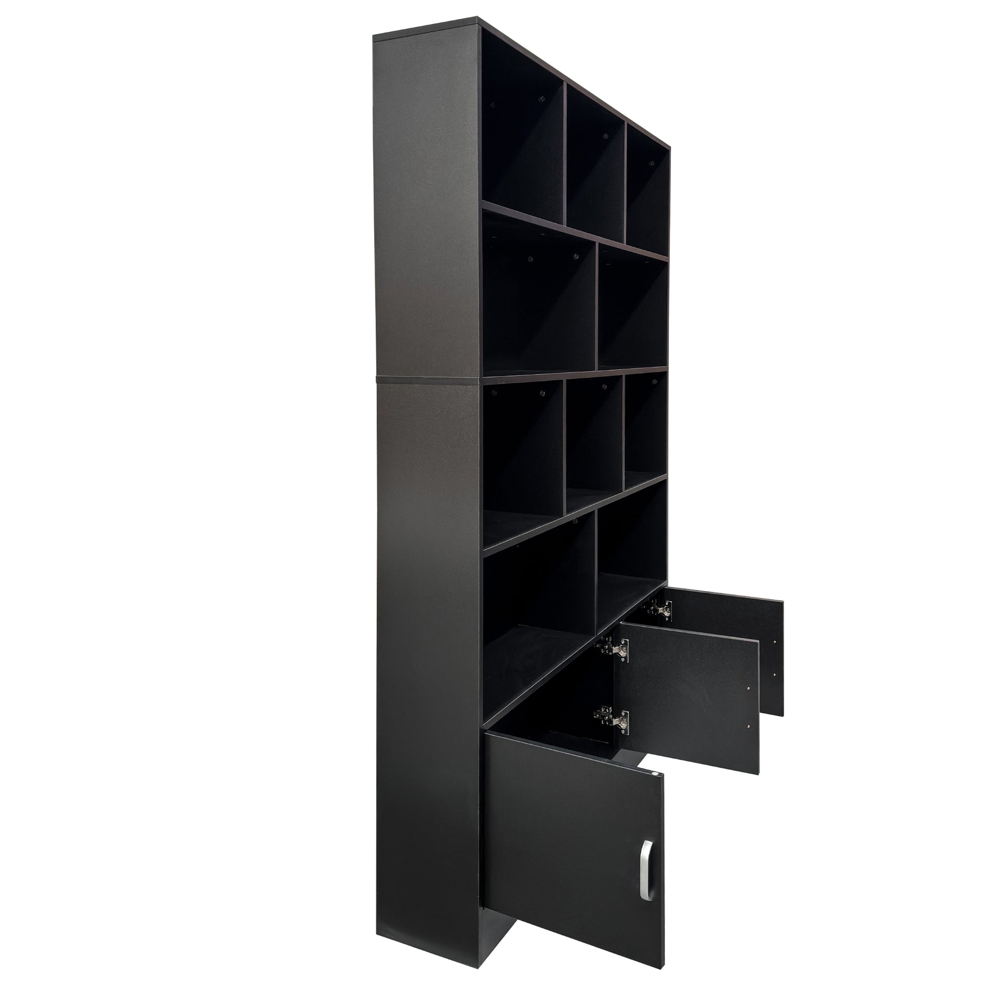 70.87" Tall Bookshelf with 10 Cubes and 3 Doors, 4-Tier Bookshelf, Open Shelf Bookcase with Cabinet, Modern Cube Storage Organizer for Living Room, and Office image 6