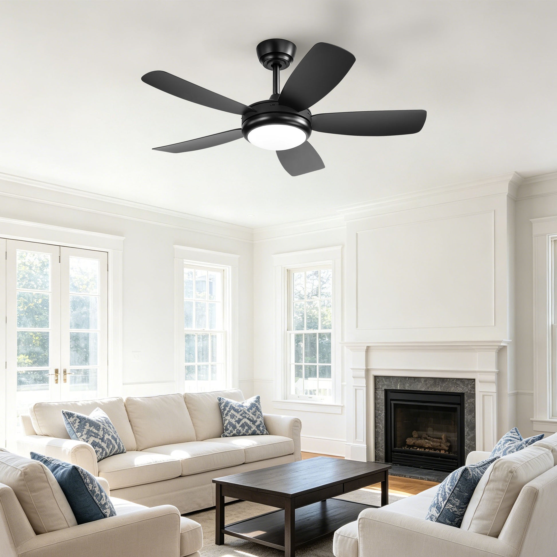 42 inch Ceiling Fans with Lights, Quiet DC Motor, Screw-Free for Blade Installation Reversible Ceiling Fan with Remote Control for Bedroom/Living Room-Black image 4