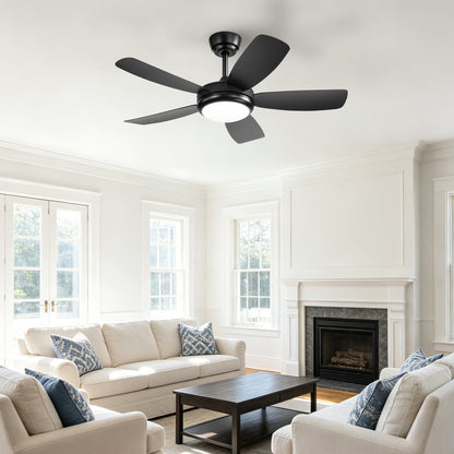 42 inch Ceiling Fans with Lights, Quiet DC Motor, Screw-Free for Blade Installation Reversible Ceiling Fan with Remote Control for Bedroom/Living Room-Black image 4