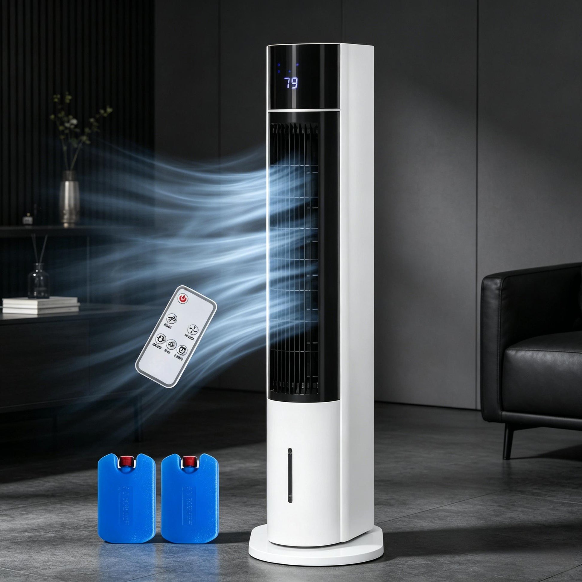 42" White 52° Oscillating Portable Swamp Cooler with Humidifier, 3 Modes, 3 Speeds 3-In-1 Ice Cooling Fan with Humidifier, image 7