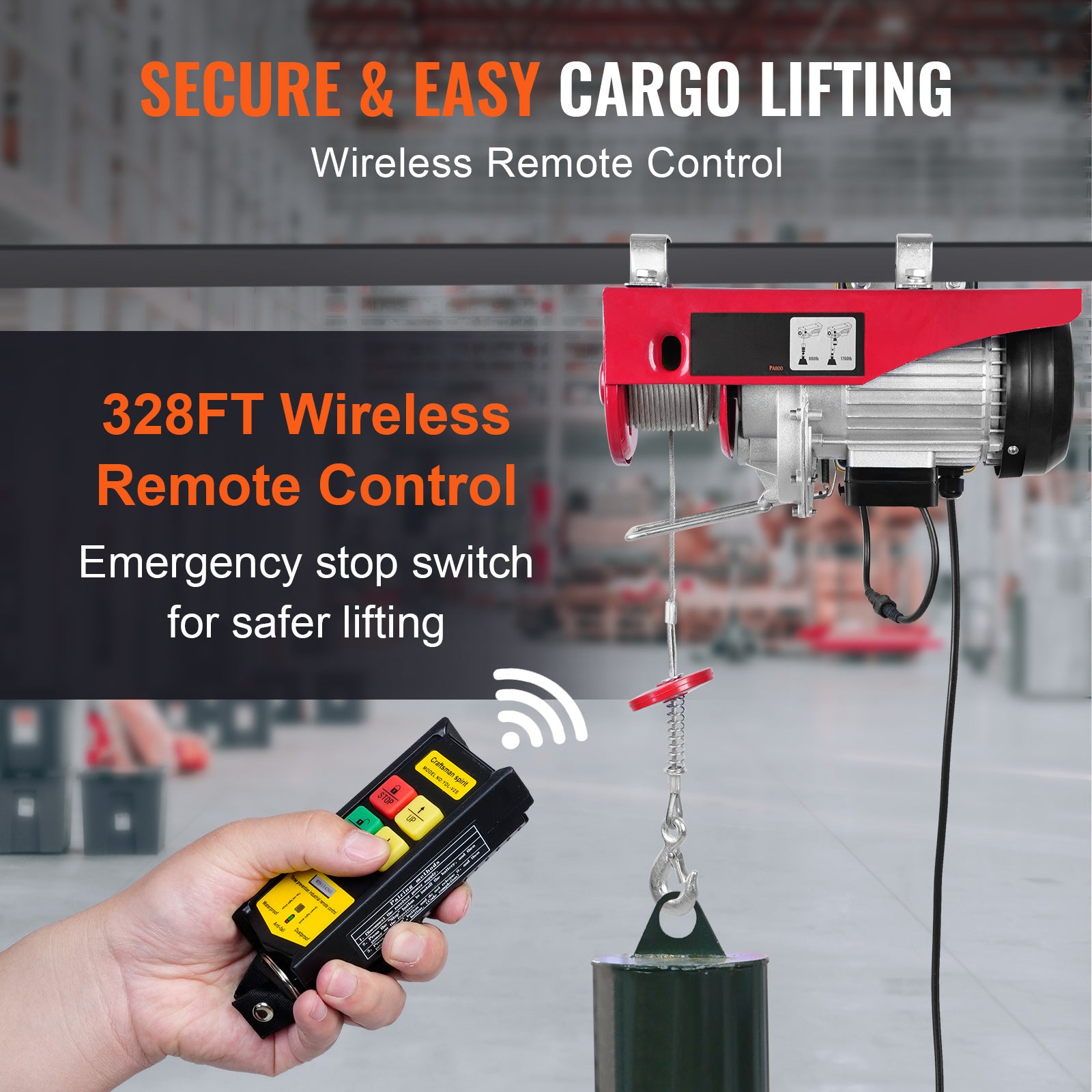 Electric Hoist Crane Winch 1760 lbs with 328 ft Wireless Remote Control image 7