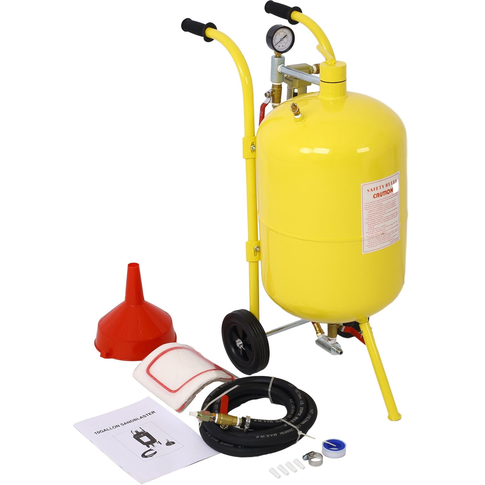 10Gal Pot Sandblaster, 125 Psi Pressure Sand Blasting Complete Kit for Paint, Stain, Rust Removal and Special Surface Tr image 2