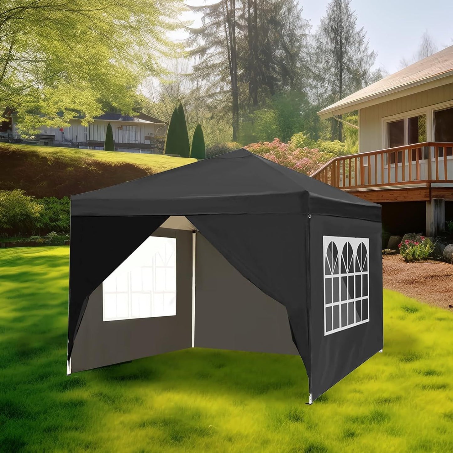 10'x10' Outdoor Party Tent, Pop-Up Party Canopy Tent Birthday Tent, Patio Camping Gazebo Shelter Pavilion Catering BBQ E image 1