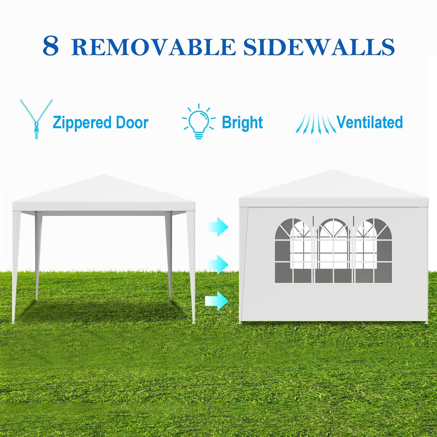 10'x10' Party Tent Outdoor Heavy Duty Gazebo Wedding Canopy + 4 Removable Walls image 11