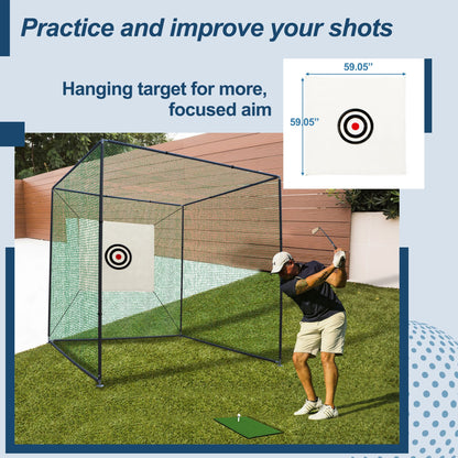 10X10X10FT Golf Practice Net Cage w/ Metal Frame Hitting Net Kit Indoor Outdoor image 8