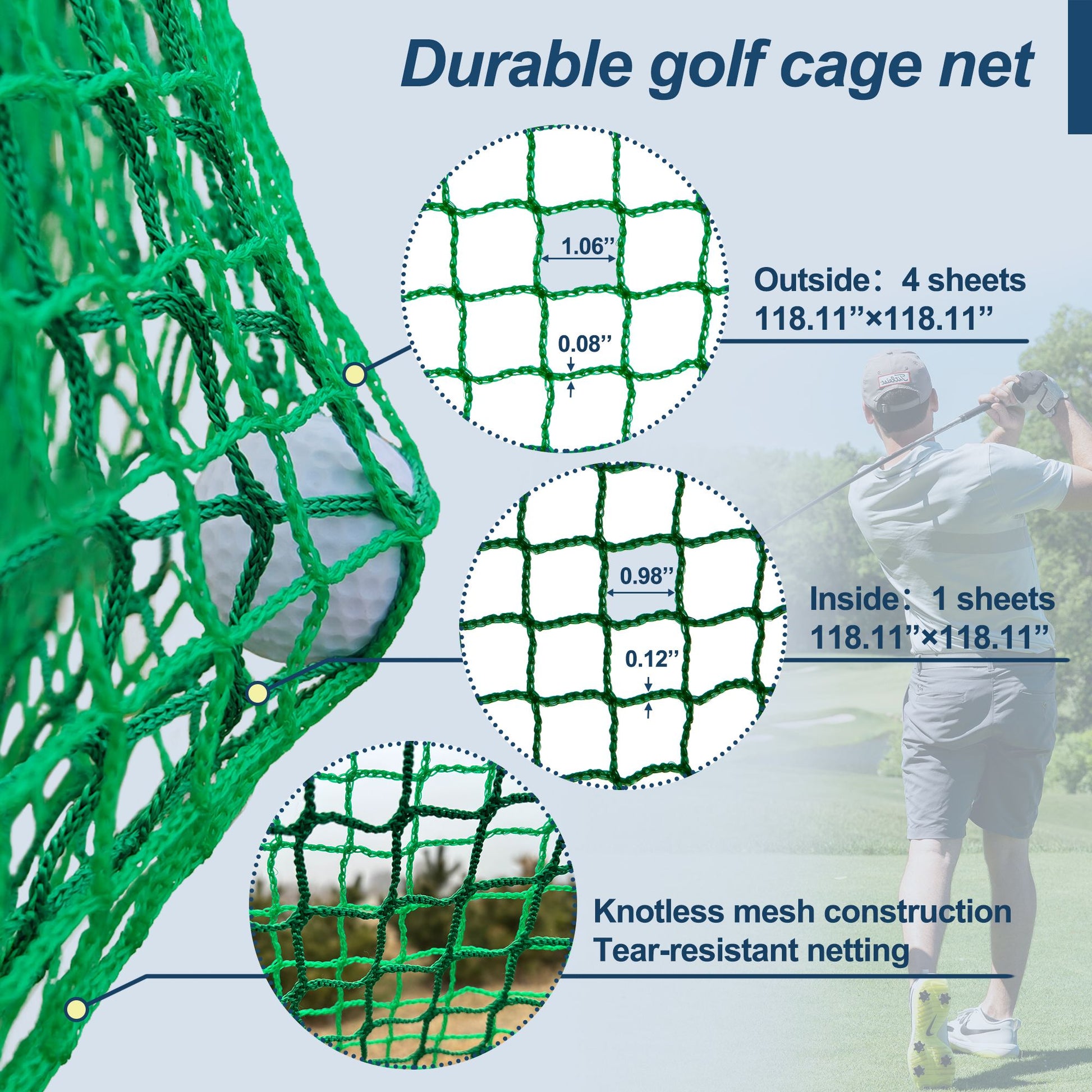 10X10X10FT Golf Practice Net Cage w/ Metal Frame Hitting Net Kit Indoor Outdoor image 5