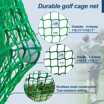 10X10X10FT Golf Practice Net Cage w/ Metal Frame Hitting Net Kit Indoor Outdoor image 5