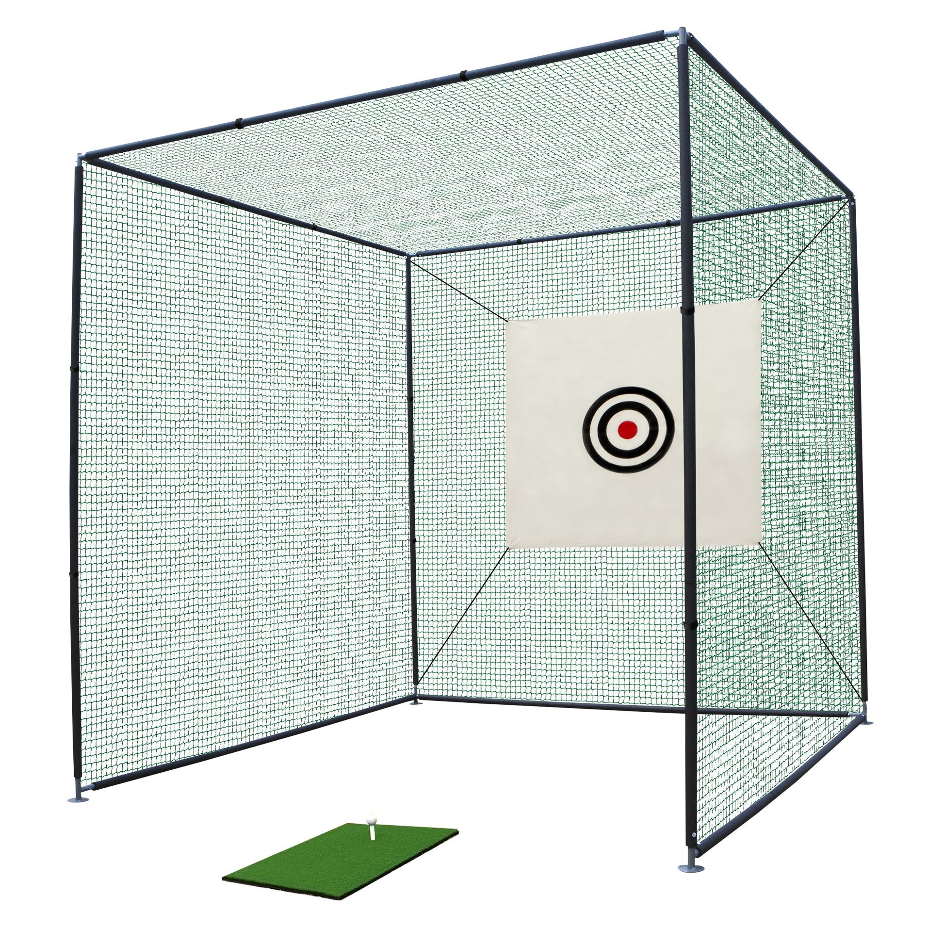 10X10X10FT Golf Practice Net Cage w/ Metal Frame Hitting Net Kit Indoor Outdoor image 1