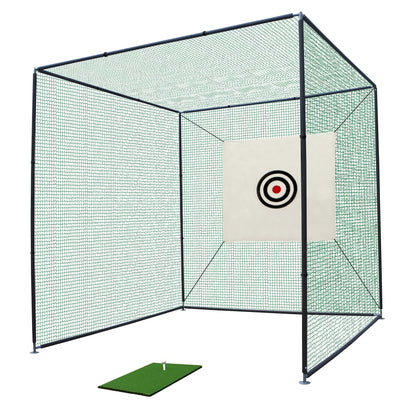 10X10X10FT Golf Practice Net Cage w/ Metal Frame Hitting Net Kit Indoor Outdoor image 1