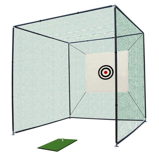10X10X10FT Golf Practice Net Cage w/ Metal Frame Hitting Net Kit Indoor Outdoor image 1