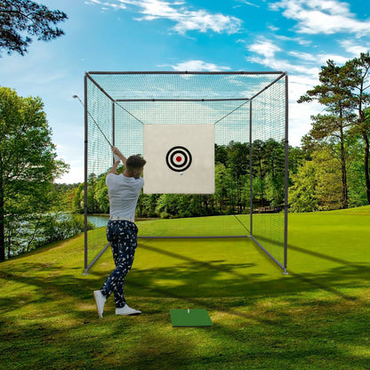 10X10X10FT Golf Practice Net Cage w/ Metal Frame Hitting Net Kit Indoor Outdoor image 9