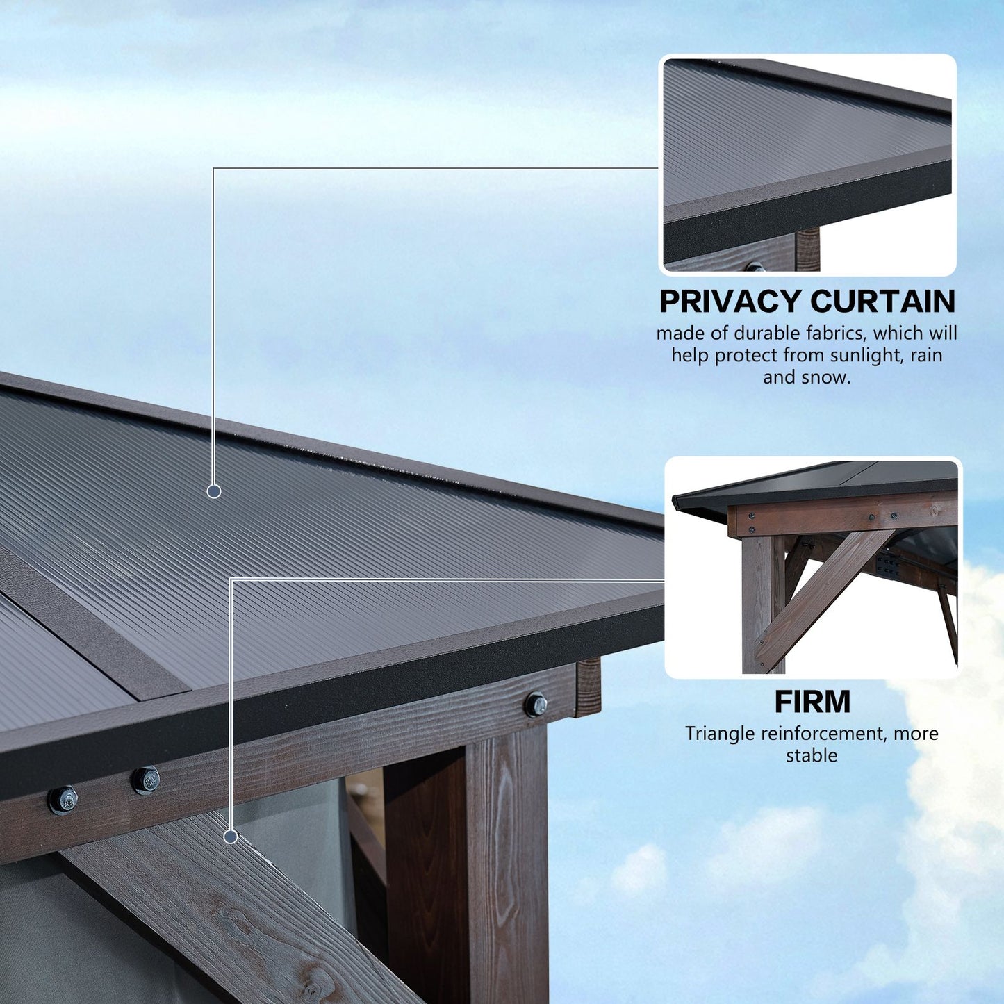 10x13FT Gazebos-Double Roof Sunshade (Wooden Legs)- kk outdoor image 2