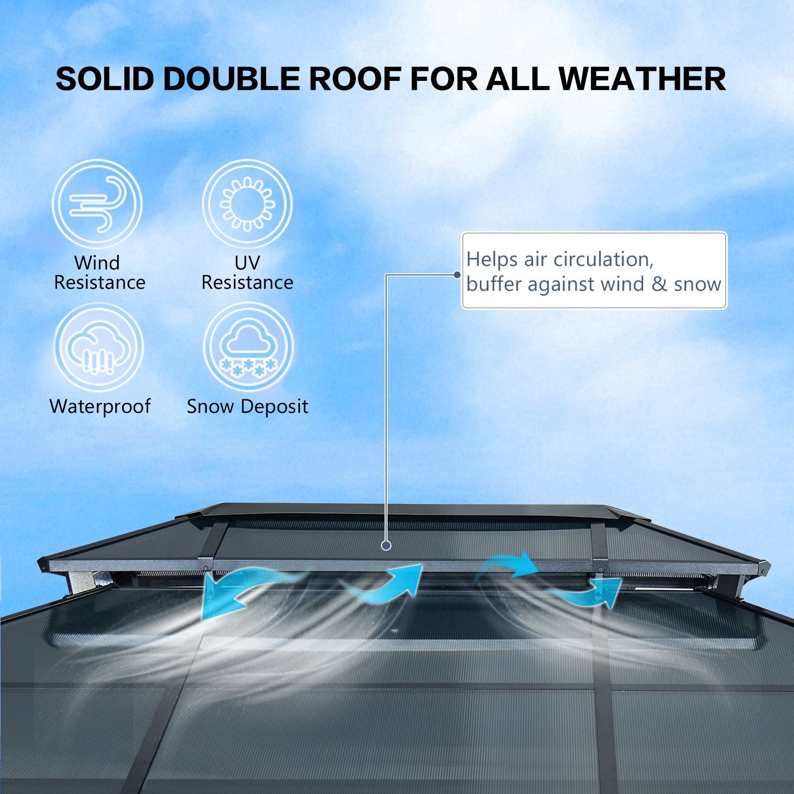 10x13FT Gazebos-Double Roof Sunshade (Wooden Legs)- kk outdoor image 3
