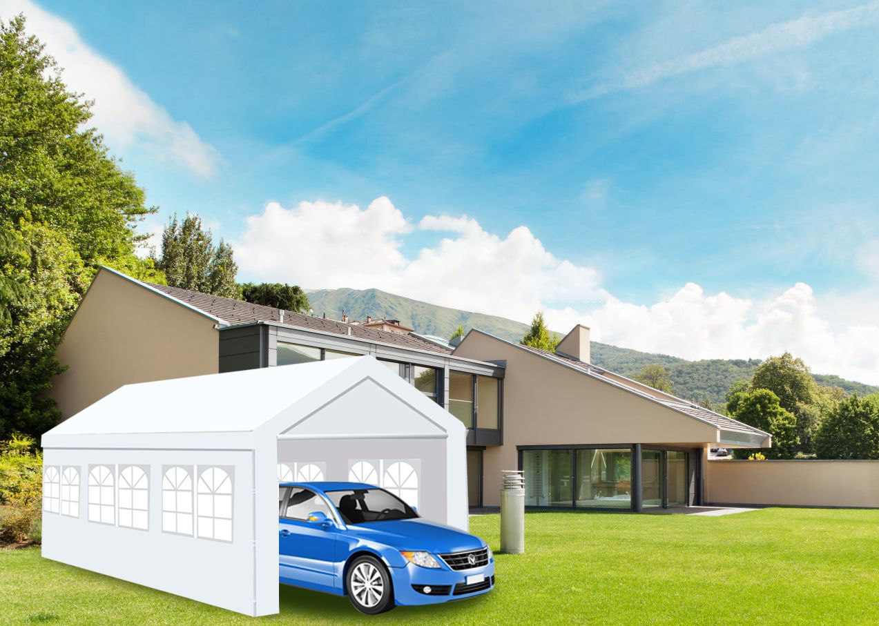 10'x20' Heavy Duty Carport Gazebo, Canopy Garage, Car Shelter with windows image 4