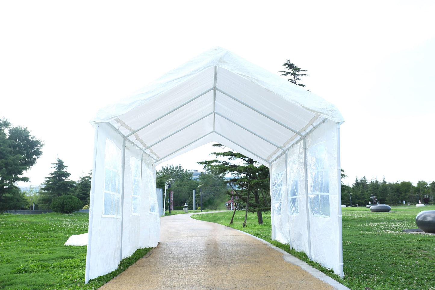 10'x20' Heavy Duty Carport Gazebo, Canopy Garage, Car Shelter with windows image 9