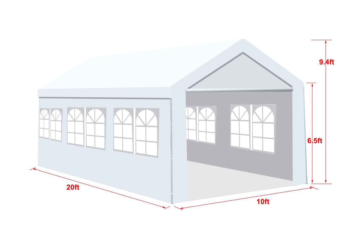 10'x20' Heavy Duty Carport Gazebo, Canopy Garage, Car Shelter with windows image 5
